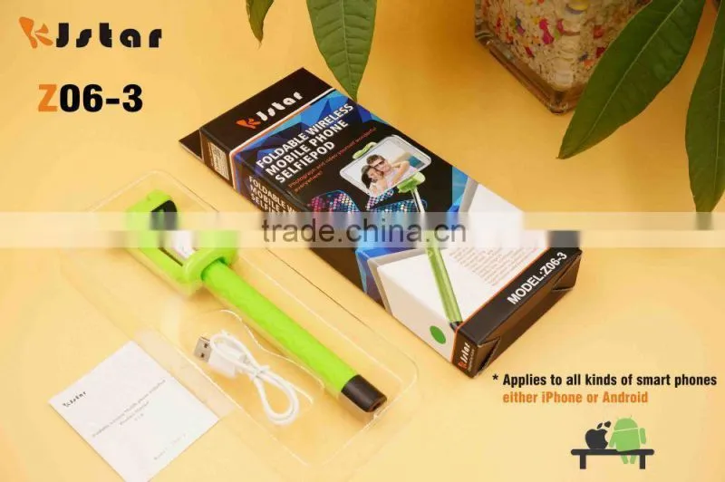 2015 original KJSTAR new bluetooth foldable selfie stick monopod