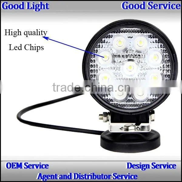 Excellent Round 12 volt 27w led work light with magnet for truck, tractor, suv