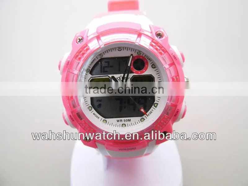 factory custom pink color plastic strap chronograph japan movement fashion digital stop watch for ladies