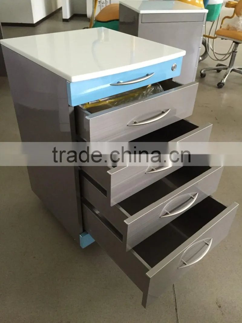 Dental trolley, stainless steel mobile cabinet with ABS trays