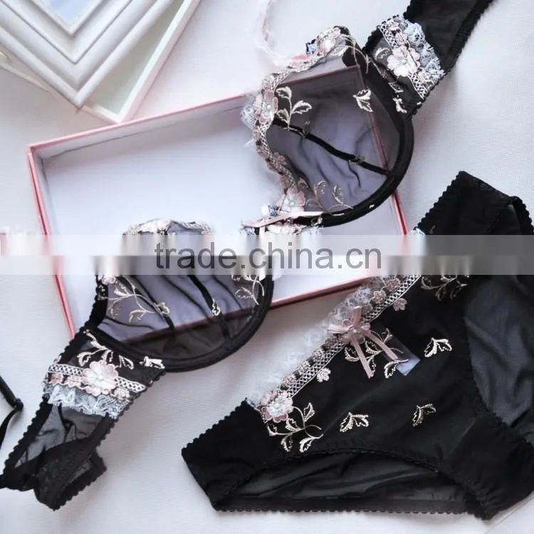 Beautiful eyelash lace transparent bra and panty(FPY308)