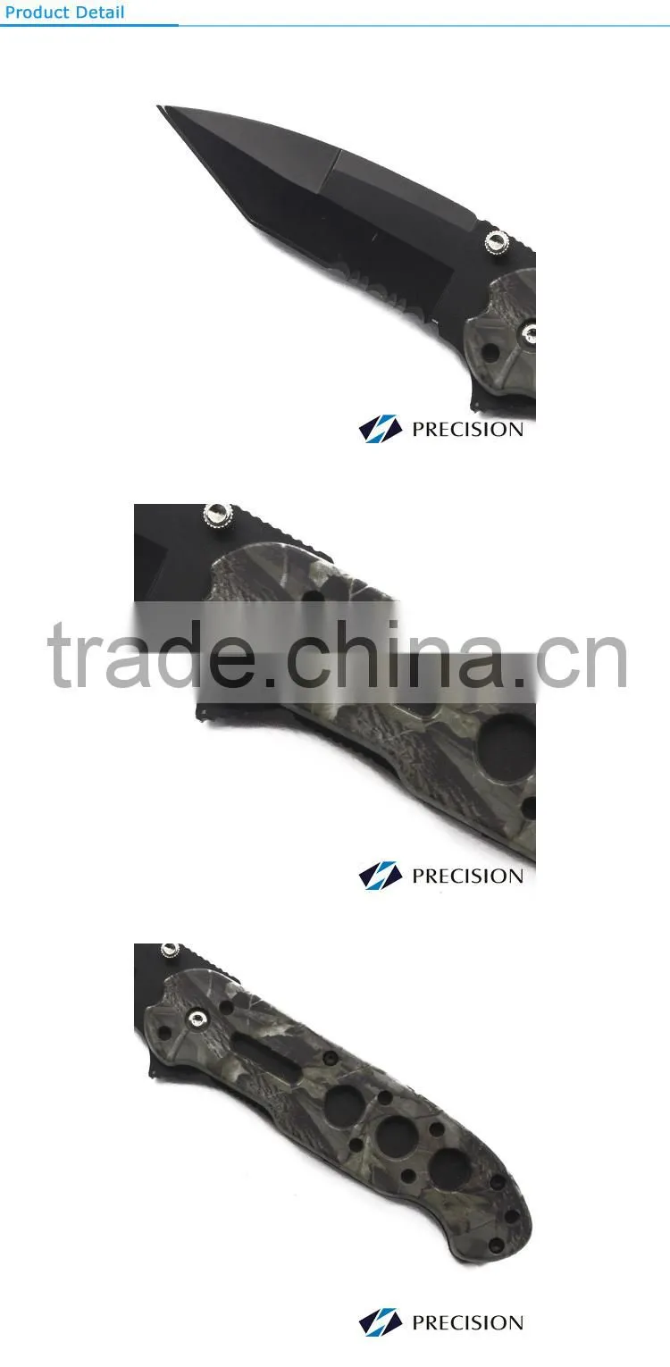 gray Camo coating Pocket Knife Camping Knife black blade