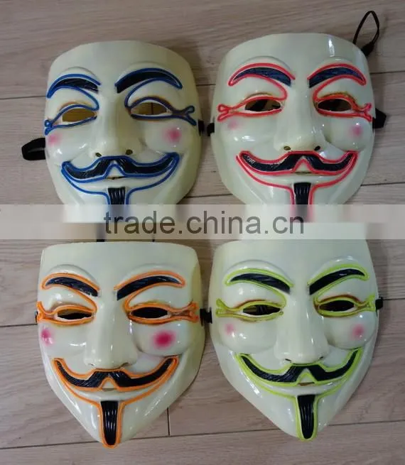 Hot Selling Party EL light Mask / EL WIRE V for Vendetta Mask