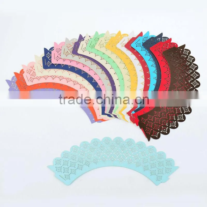 Laser cut shiny peal paper cupcake wrapper with customized designs
