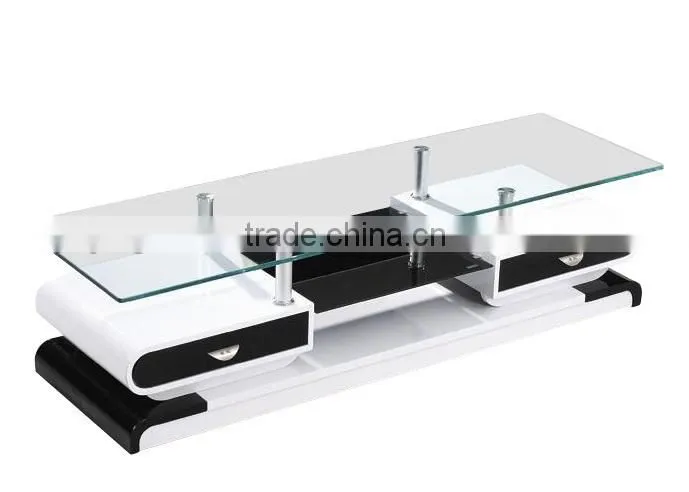 TV-3009 Glass Top TV Stand With Drawers