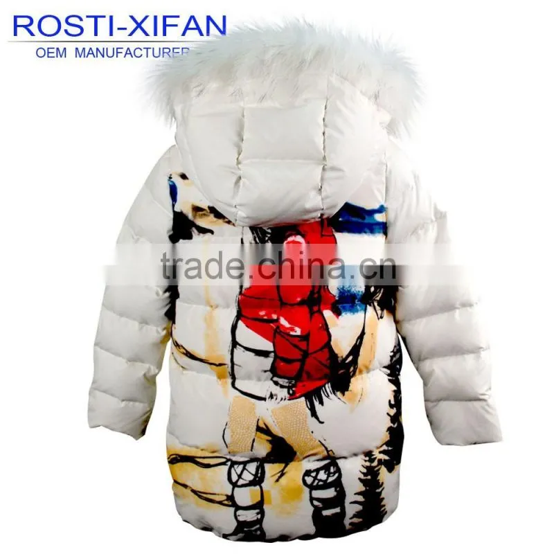 Kids Duck Down Jacket With Raccoon Hood for Children Winter Jacket