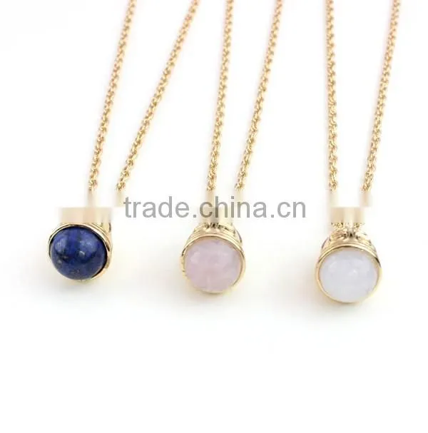 Wholesale African Beads Necklaces Design Small Bell Three Color Clean Nature Stone Jewelry Pendant Necklaces For Women