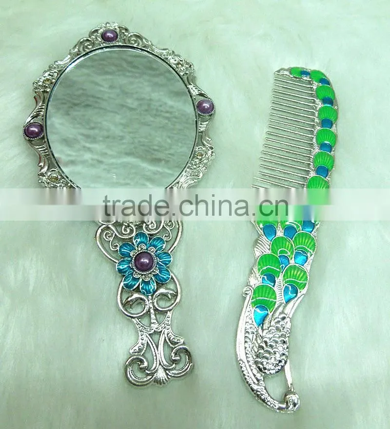Vintage style pocket mirror set/charm makeup compact mirror set