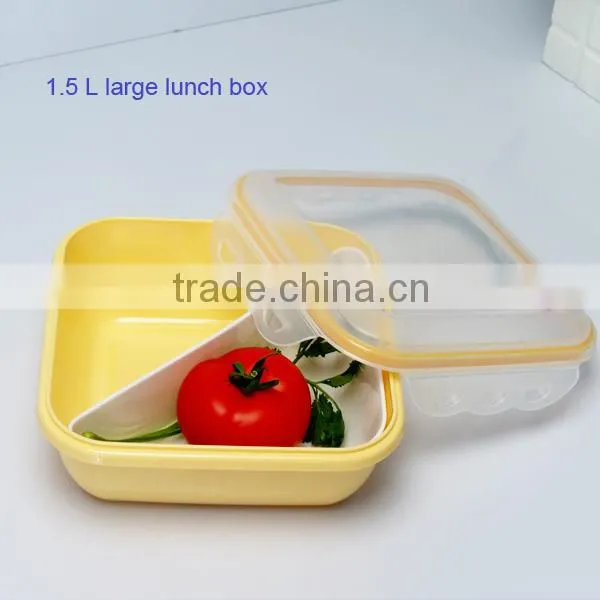 leakproof Plastic Food Lunch Love Bento Box Storage Container Pale Yellow Clear
