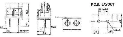Euro Terminal Block KDG126 5.0mm 5.08mm Pitch 300V 12A