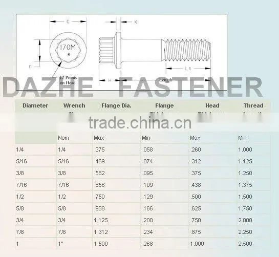 stainless steel 12 point flange screw