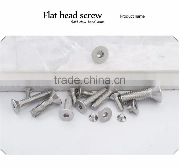 Wholesale 304 stainless steel Hex socket countersunk head machine screw