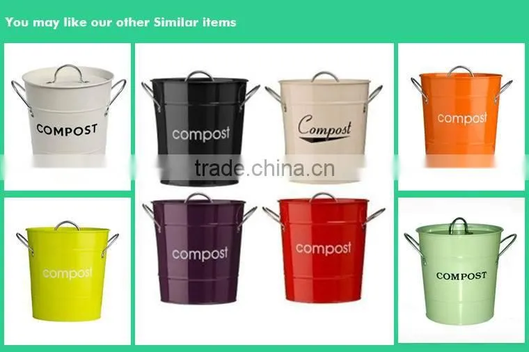 Cream Colored Metal Vintage Compost Caddy