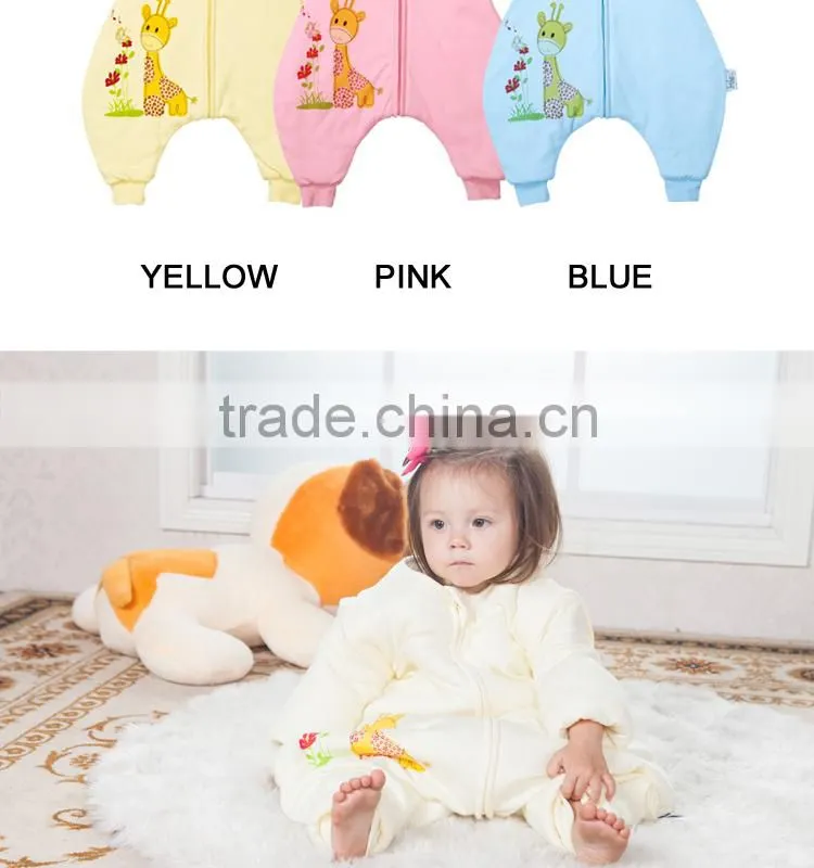 100% cotton anti kicking infant child foot sleeping bag thick filling for autumn and winter pink style