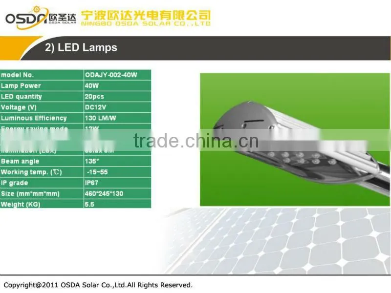 30w 40w 60w solar led street light