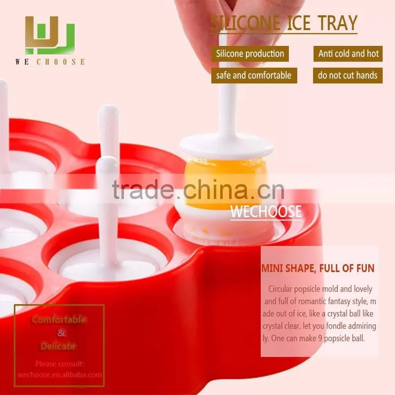 Wholesale convenience goods silicone ice cube tray with lid Eco-Friendly durable juice popsicle ice cube mold
