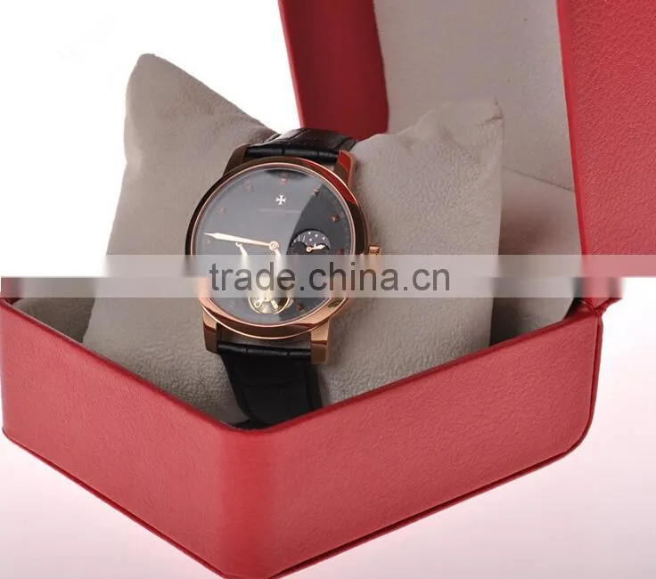 Red high-grade PU leather watch packing box custom logo print