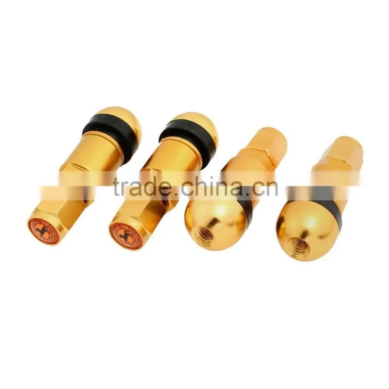Auto valve vehicles tubeless plug in wheel valve cap Gold Tone 4PCS