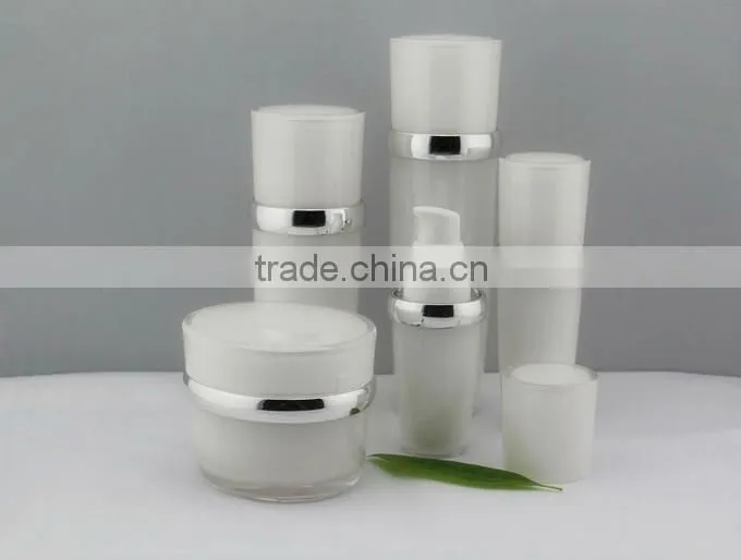 Acrylic lotion bottle; white cosmetic bottle ;cone plastic bottle cosmetic packaging