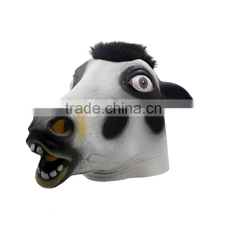 Halloween Costume Realistic Animal Cow Full Head Party Face Latex Mask