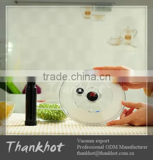 Plastic vacuum lid for bowl to keep food fresh as kitchenware