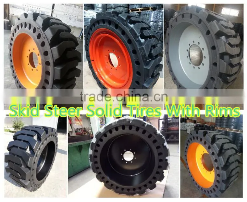 Superior quality china solid tire press mac factory price 10x16.533x10-16 tractor tire skid steer solid tires with long warranty