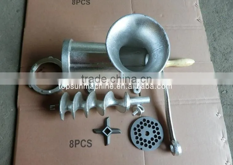 manual cast iron electro-plated tin meat mincer No.8 plastic funnels