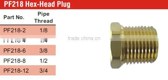 PF218 Hex-Head Plug,Pipe Fitting,Brass Fitting,Control valve