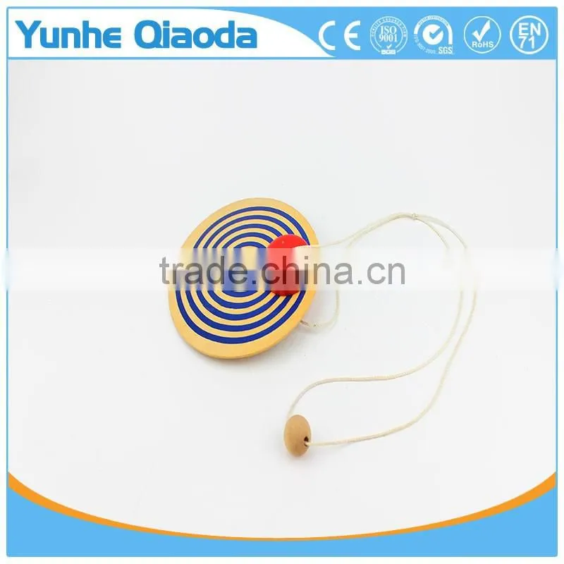 wooden kid toy handle pull wire spining top special gift toys
