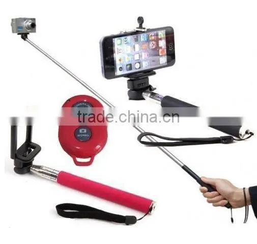 Factory supply wireless bluetooth selfie stick monopod with zoom for IOS mobile phone and Andriod