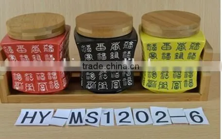 coloured glaze ceramic canister set with wood lid,colorful porcelain candy jar cookie jar ceramic tea canister set with wood lid