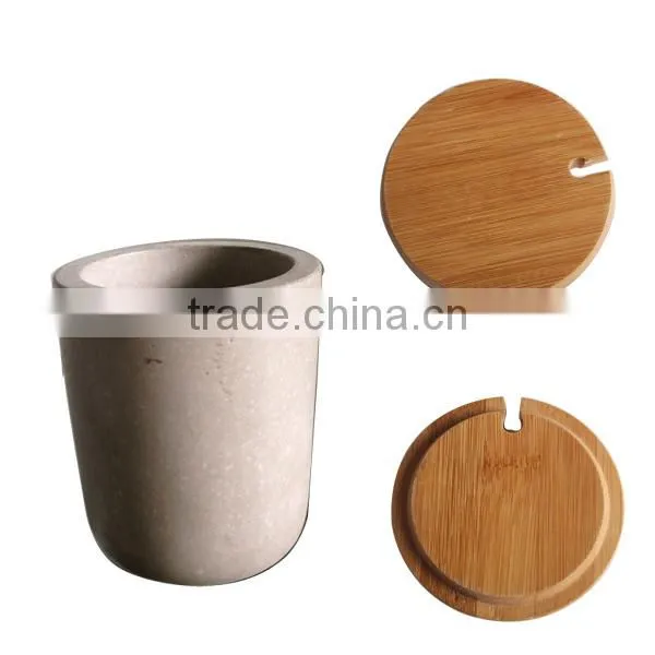 Concrete or cement salt and pepper cellar/box/bowl