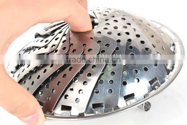 Stainless steel super practical multifunctional telescopic fruit tray / steaming dish