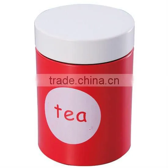 SET OF 3 BLUE METAL CANNISTERS - TEA, COFFEE & SUGAR