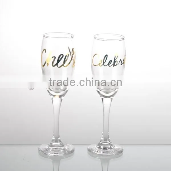 2016newest High quality wine glass set paste golden decal