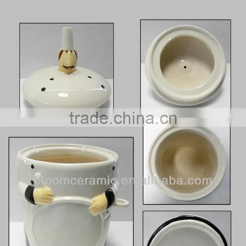 Chef design porcelain airtight canister