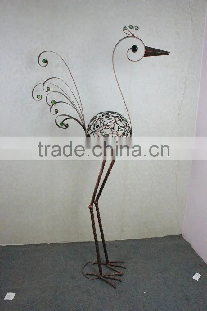 Garden decor metal animal peacock