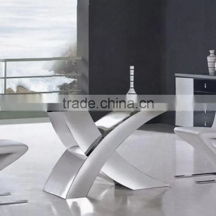 X01 X shape top heavy-duty stainless steel dining table base and chairs