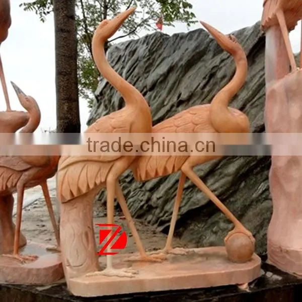 marble red crowned Crane sculpture