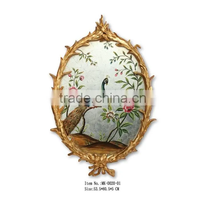 Flower/ bird Hand Drawing with oval frame MK-0019-01