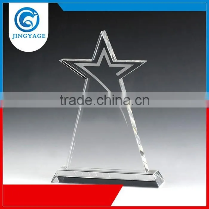 Jingyage trade assurance quickly custom design star shaped crystal award trophy crystal shooting star award trophy
