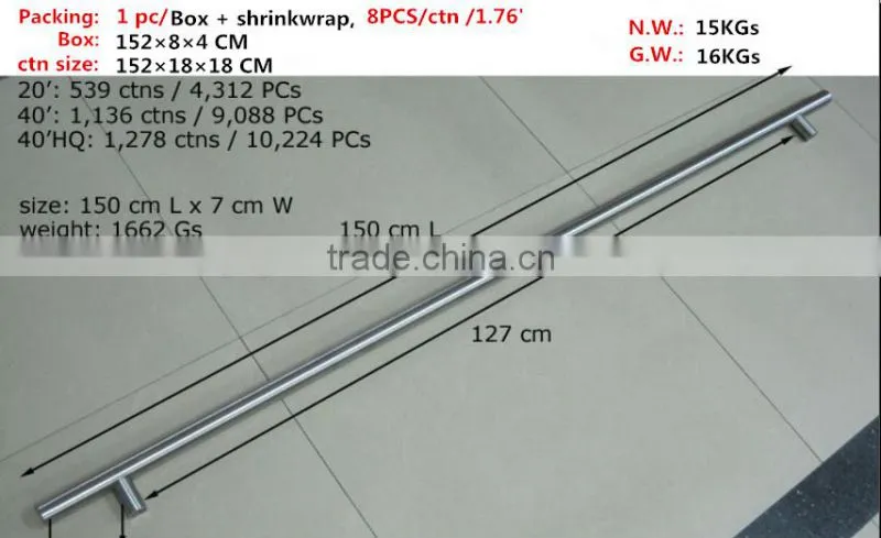 Factory direct stainless steel door long pull handle