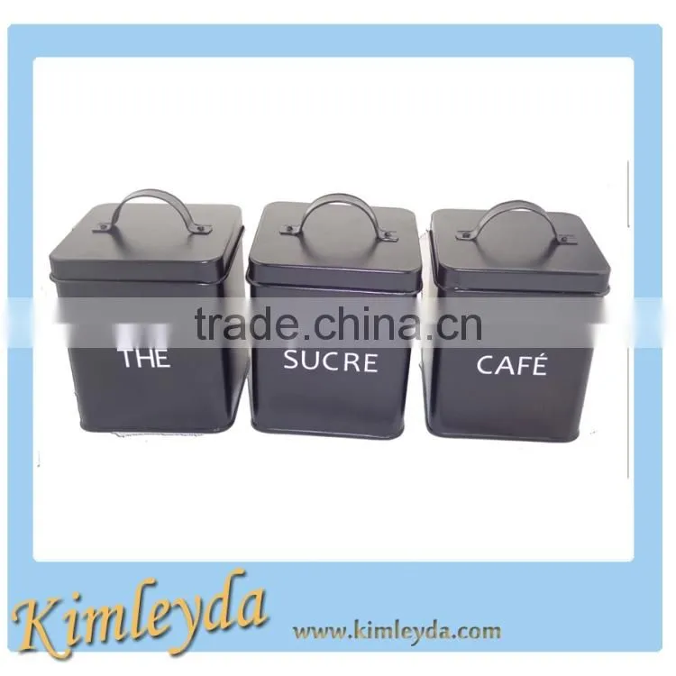 set of 3 sugar coffee tea canister in red