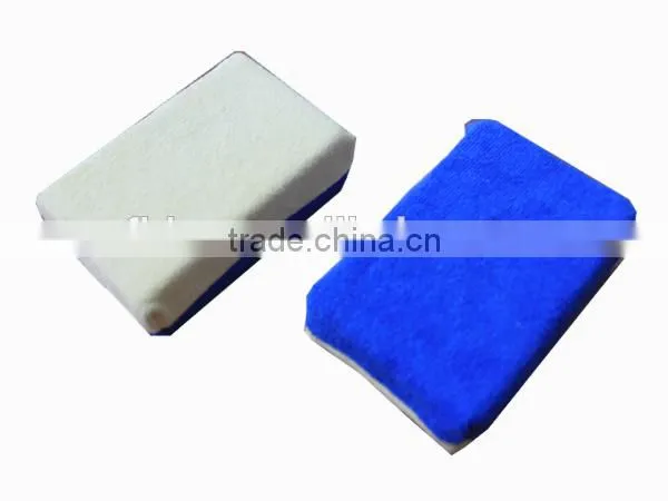 Auto care microfiber and genuine chamois leather car chamois sponge pad for polishing and buffing