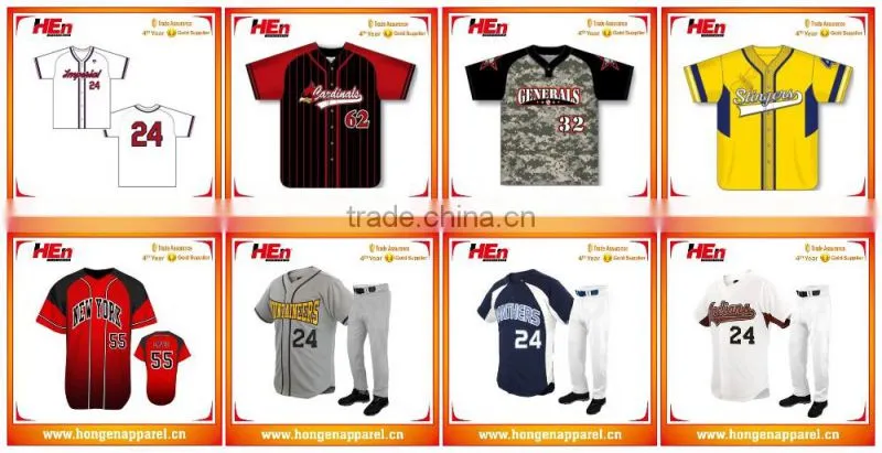 Hongen apparel Top quality Custom baseball jerseys sublimation baseball Jerseys baseball wear
