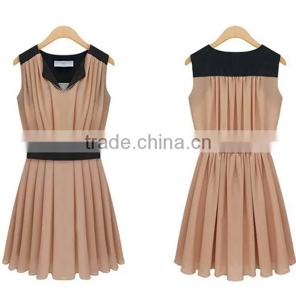HD-D78 new design OEM factory V-neck women dresses/casual short chiffon dress/party dress