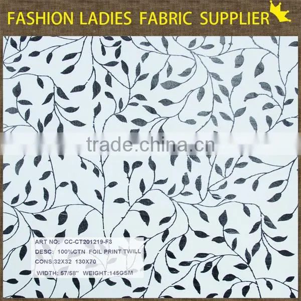 hot sale fashion ottoman 100% polyester foil print of Shaoxing textile width 150cm