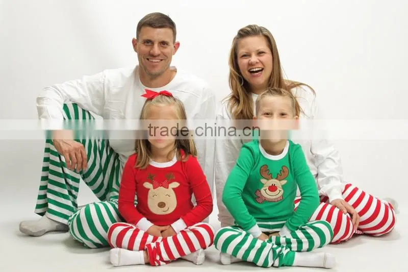 Hot Sale Winter Reindeer Striped Pajamas For Children And Adult