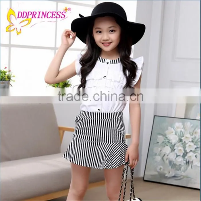 2017 Hot Sale Boutique Sets Girls Summer Fashion Matching Clothing Set Outfit 2 Pieces With stripe Wholesale