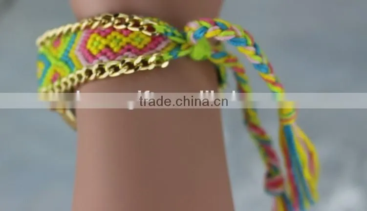 2015 DIY handmade braided rope watch Korean exquisite rainbow bracelet watch
